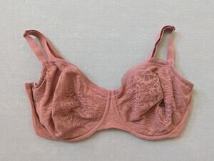 Soma Unlined Balconette Bra 38G Clay Rose Stretch Lace Underwire Full Coverage